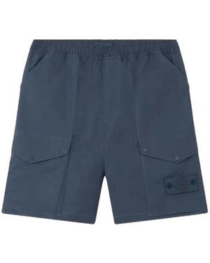 Stone Island Short Cargo À Poches À Pression - Bleu