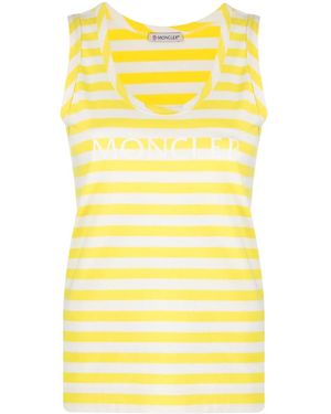 Moncler Striped Logo-Print Tank Top - Yellow