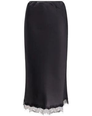 R2W Jupe En Soie Savia À Coupe Mi-Longue - Black