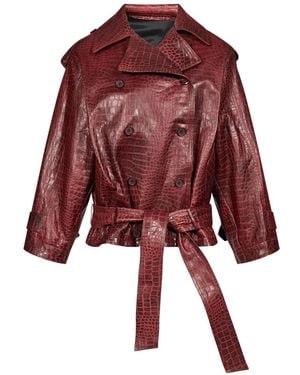 Salvatore Santoro Crocodile-Effect Double-Breasted Jacket - Red