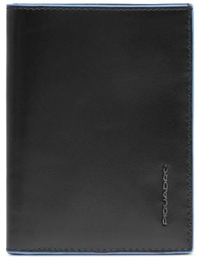 Piquadro Logo-Lettering Contrast-Trim Wallet - Black