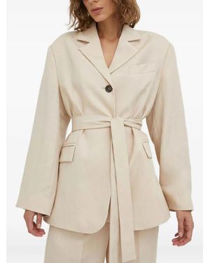 Lovechild 1979 Belted Notched-Lapel Blazer - Natural