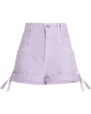 Isabel Marant Side-Tie Rolled-Cuff Shorts - Purple