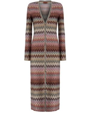 Missoni Chevron-pattern Button-front Cardigan - Red