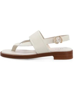 Frau Leather Slingback Thong Sandals - White