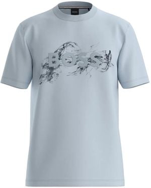BOSS T-Shirt Mit Logo-Prägung - Blau
