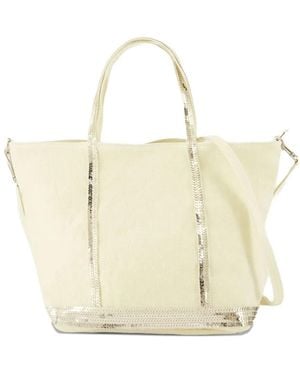 Vanessa Bruno Small Cabas Sequin-Trimmed Tote Bag - Natural