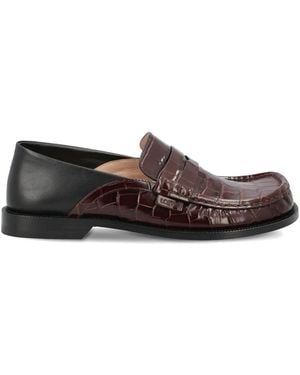 Loewe Campo Two-Tone Leather Loafers - Brown