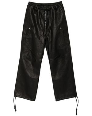 A Diciannoveventitre Daves Leather Trousers - Black