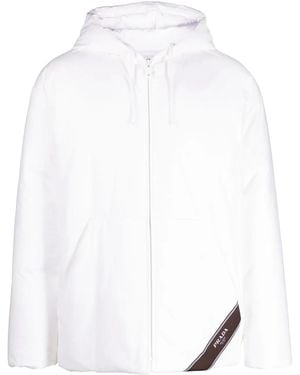 Prada Logo-Print Hooded Down Jacket - White