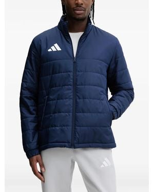 adidas Quilted Logo-Print Jacket - Blue
