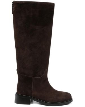 Linda Baumann Suede Rear-Zip Boots - Black