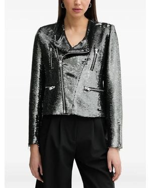 IRO Luzia Sequin-Embellished Biker Jacket - Grey