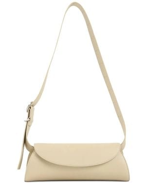 Jil Sander Kleine Cannolo Schultertasche mit Klappe - Weiß