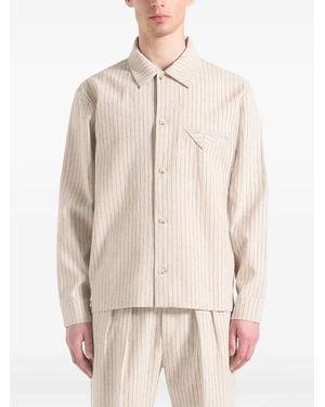 Manière De Voir Leo Pinstripe Overshirt - Natural