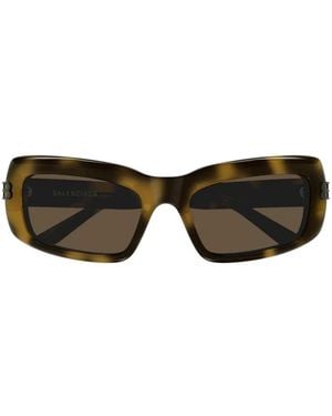 Balenciaga Occhiali Da Sole Rettangolari Con Logo - Nero