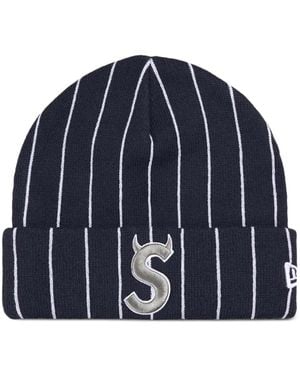 Supreme New Era Devil S Beanie Mit Nadelstreifen - Blau