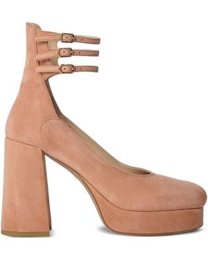Chloé 100Mm Straps Leather Court Shoes - Brown