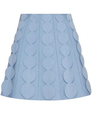 Oscar de la Renta ジオメトリックサークル ニットスカート - ブルー
