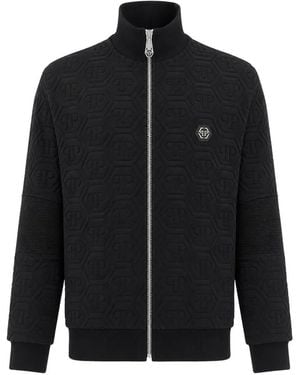 Philipp Plein Padded Tracksuit Jacket Biker Monogram - Black