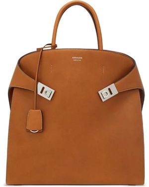 Ferragamo Hug Tote Bag - Braun