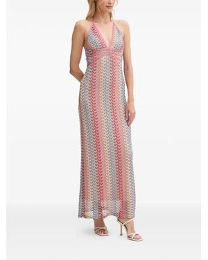 Guess Halterneck Crochet Maxi Dress - Pink