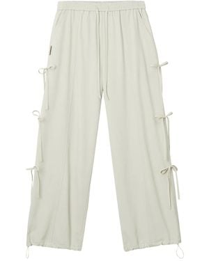 Mini Cream Tie-Detail Trousers - White