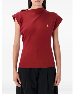 Vivienne Westwood Hebo Asymmetric-Neck Ribbed Jumper - Red