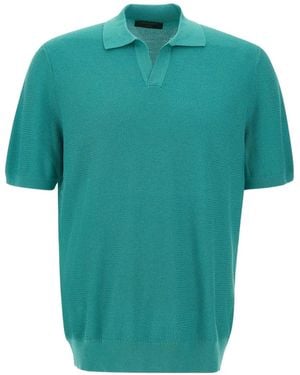 Gran Sasso Skipper Textured-Knit Polo Shirt - Blue