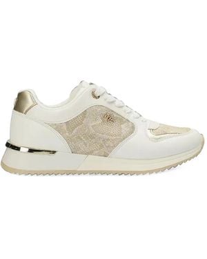 Mexx Fleur Ellen Snakeskin-Effect Metallic-Panel Trainers - White