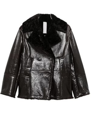 FURLING BY GIANI Shearling-Collar Double-Breasted Jacket - Black