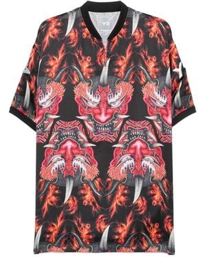 Y-3 Graphic-Print Short-Sleeve Top - Red