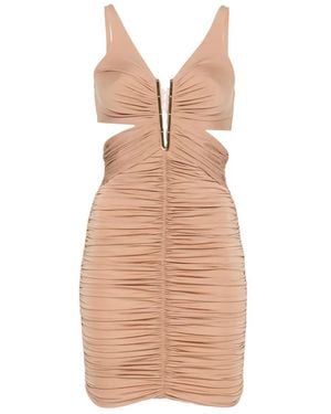 Elisabetta Franchi Ruched Cutout-Detail Mini Dress - White