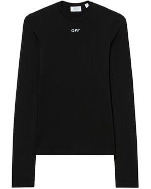 Off-White c/o Virgil Abloh Off stamp long-sleeves crew-neck T-shirt - Negro