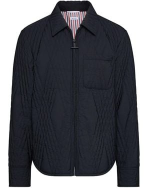 Thom Browne Quilted Diamond-Pattern Jacket - Blue