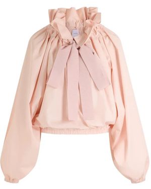 Patou Ruffled Bow-Detail Top - Pink