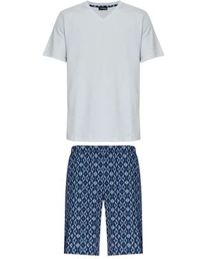 Hanro Geometric-Print Pyjamas - Blue