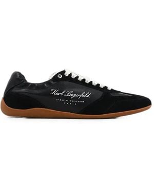 KARL LAGERFELD Logo-Print Panelled Trainers - Black