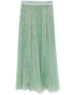 Styland Jupe Mi-Longue Plissée À Fleurs - Vert