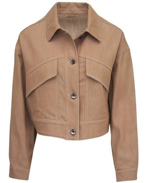Brunello Cucinelli Flap-Pocket Cropped Jacket - Natural