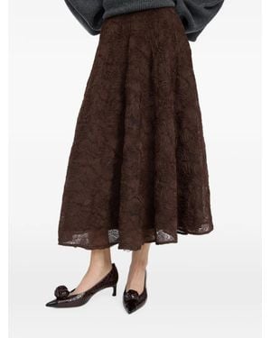ROTATE BIRGER CHRISTENSEN Floral-Mesh Sun Skirt - Brown