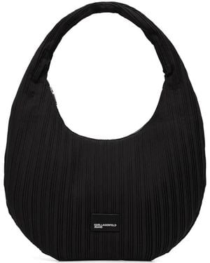 Karl Lagerfeld Pleated Zip Shoulder Bag - Black