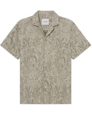 Les Deux Revere-Collar Graphic-Print Shirt - Gray