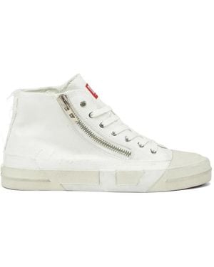 DIESEL S-D-Verse Frayed-Canvas Zip-Detail Sneakers - White