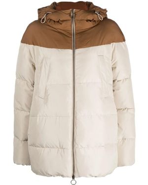 Eleventy Two-Tone Padded Hooded Jacket - Natural