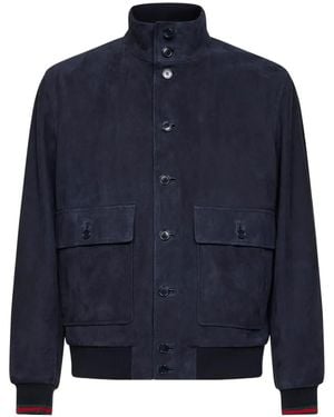 Gucci Suede Bomber Jacket - Blue