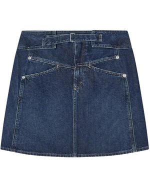 Closed Belted Mini Skirt - Blue