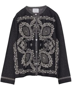 Antipast Floral-Intarsia Cardigan - Black