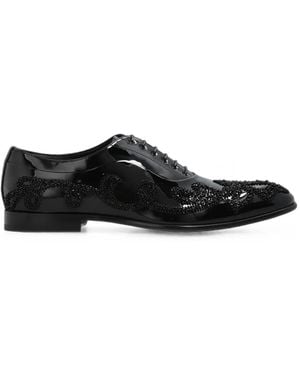 Dolce & Gabbana Bead-Embellished Patent-Leather Oxford Shoes - Black