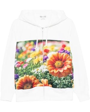 Comme des Garçons Floral-Print Hoodie - White